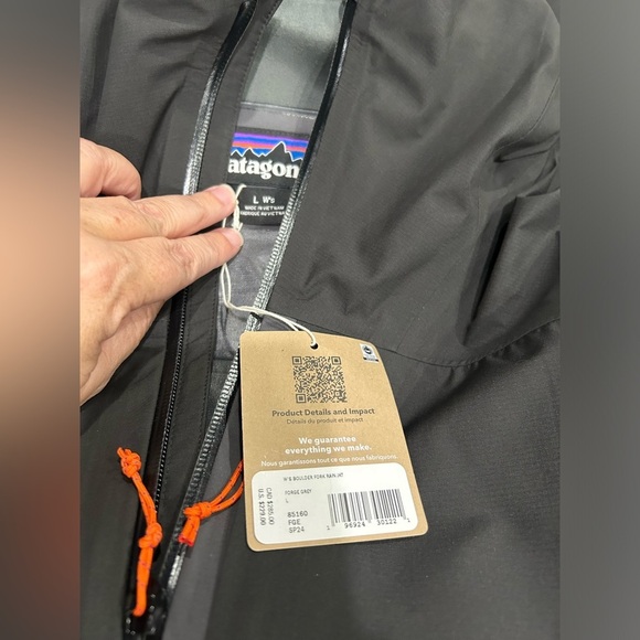 Patagonia Women's L Large Boulder Fork Rain Jacket Forge Grey Black NWT - Picture 5 of 13